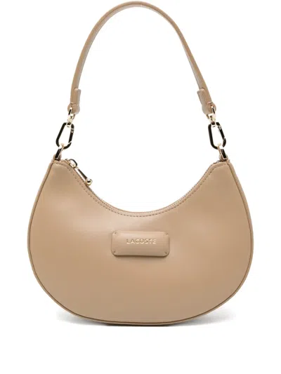 Lacoste Logo-appliqué Half-moon Bag In Neutral