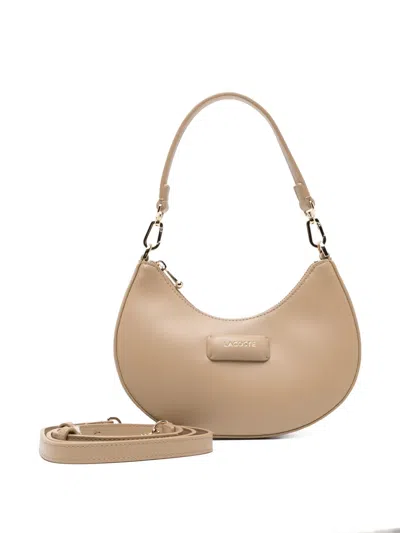 Lacoste Logo-appliqué Half-moon Bag In Neutral