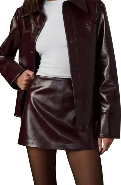 Joe's Jeans The Patent Faux Leather Mini Skirt In Burgundy