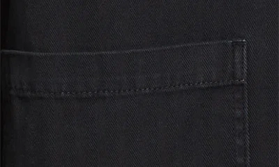 Frame Button-up Cotton Herringbone Chore Coat In Black