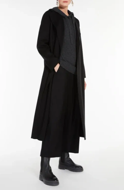 Max Mara Poldo Wool Belted Coat In Black