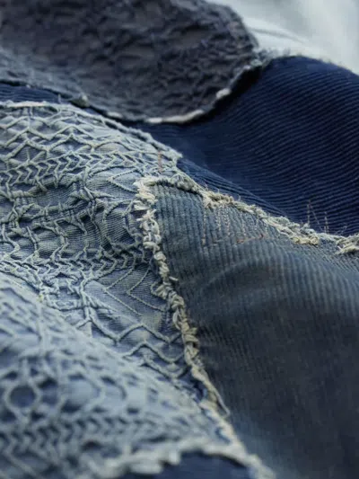 Rrl Patchwork Denim Shirt In Blue