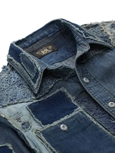 Rrl Patchwork Denim Shirt In Blue