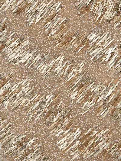 Rachel Gilbert Marcel Embellished Sleeveless Column Gown In Gold