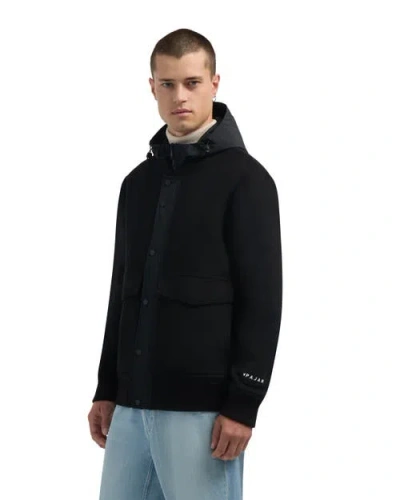 Pajar Hader Wool Blend Bomber Jacket With Removable Hooded Bib In Black