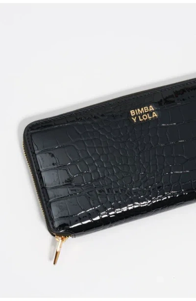 Bimba Y Lola Crocodile-effect Zip-around Wallet In Black