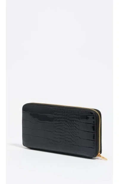 Bimba Y Lola Crocodile-effect Zip-around Wallet In Black