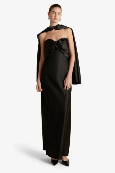 Marina Moscone Satin Draped Bustier Dress In Black