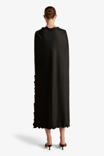 Marina Moscone Cady Cape Dress With Scalloped Edge In Black