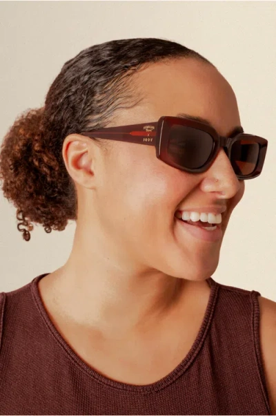 Indy Palm Rectangular Polarized Sunglasses In Brown