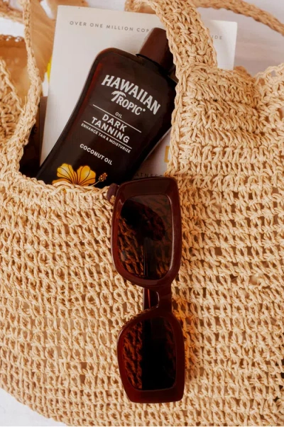 Indy Palm Rectangular Polarized Sunglasses In Brown