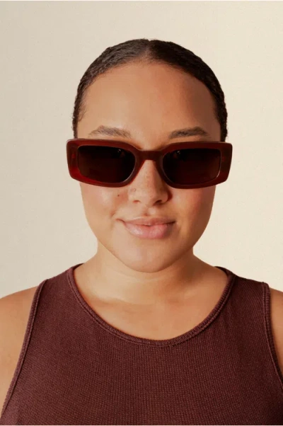 Indy Palm Rectangular Polarized Sunglasses In Brown