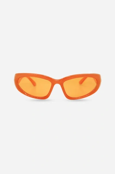 Indy Shield Wraparound Sunglasses In Orange