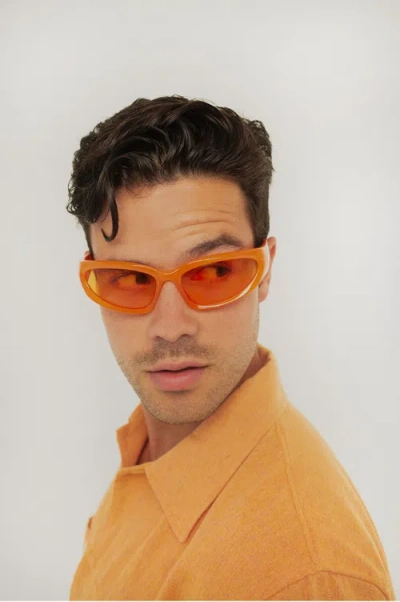 Indy Shield Wraparound Sunglasses In Orange