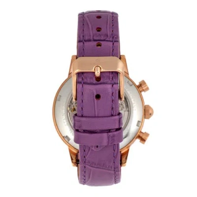 Empress Beatrice Automatic Skeleton Dial Leather-band Watch With Day & Date In Purple