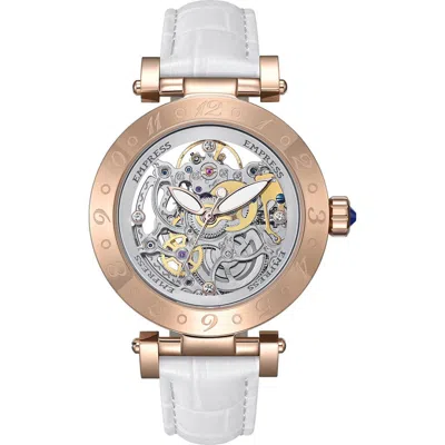 Empress Theodora Automatic Skeleton Leather-band Watch In Gold