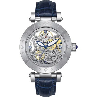 Empress Theodora Automatic Skeleton Leather-band Watch In Blue