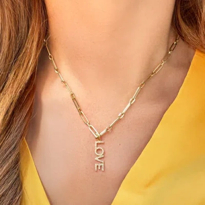 The Lovery Fine Jewelry Diamond Block Love Charm In Gold