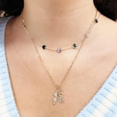 The Lovery Fine Jewelry Diamond Block Love Charm In Gold