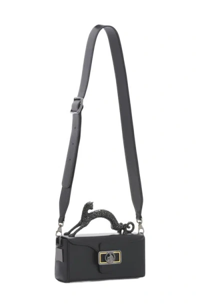 Lanvin Pencil Cat Leather Crossbody Bag In Black