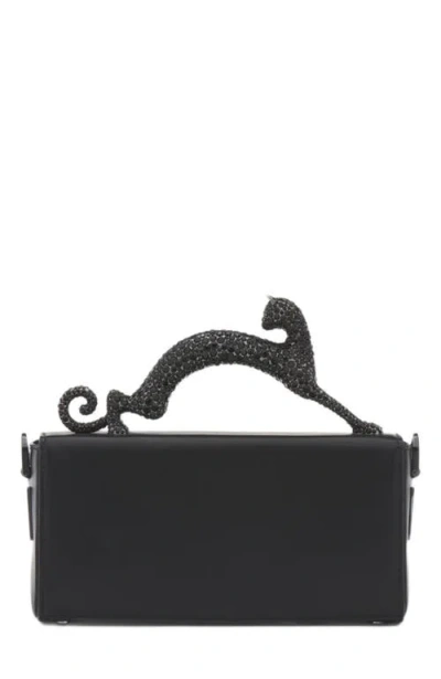 Lanvin Pencil Cat Leather Crossbody Bag In Black