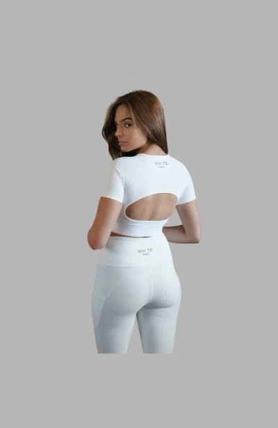 Blvck Whte Open Back Sport Bra In White