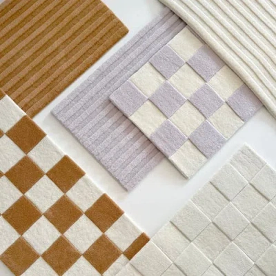 Maison Deux Solid Stripe Rug In Purple