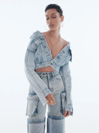 Untourage The Label Webster Crop Jacket In Blue