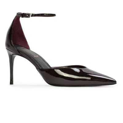 Black Suede Studio Darcie Heels 80mm Dark Plum Patent Leather In Black