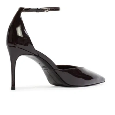 Black Suede Studio Darcie Heels 80mm Dark Plum Patent Leather In Black