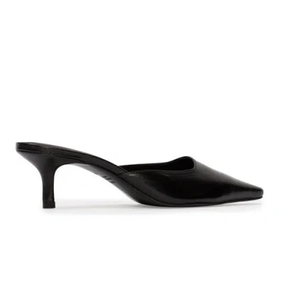 Black Suede Studio Sofia Leather Mules In Black