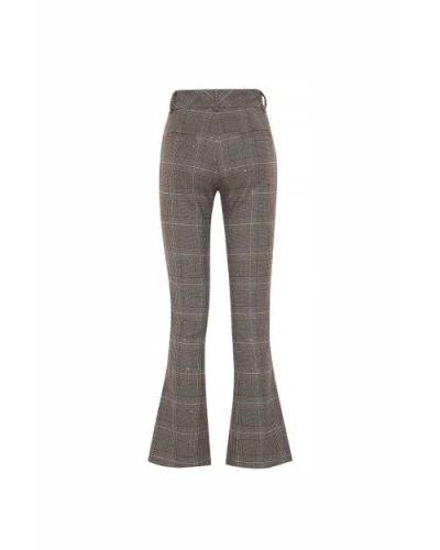 Theo The Label Eudora Cropped Sequined Prince Of Wales Pant In Gray