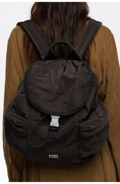 Bimba Y Lola Large Drawstring Buckle Backpack In Black