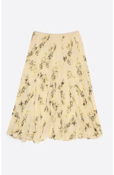 Bimba Y Lola Notebook Pleated Asymmetric Skirt In Yellow