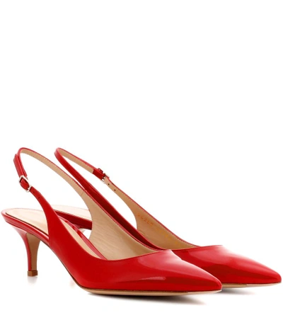 Gianvito Rossi 55 Patent-leather Slingback Pumps In Talasco Red