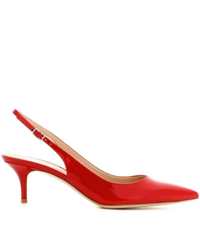 Shop Gianvito Rossi Patent Leather Slingback Pumps In Talasco Red