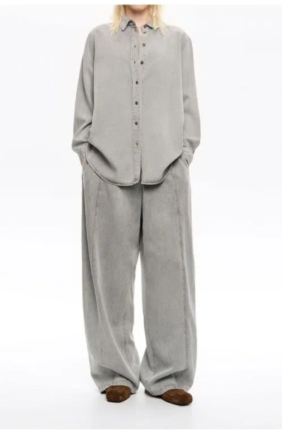 Bimba Y Lola Denim Wide Leg Trousers In Gray