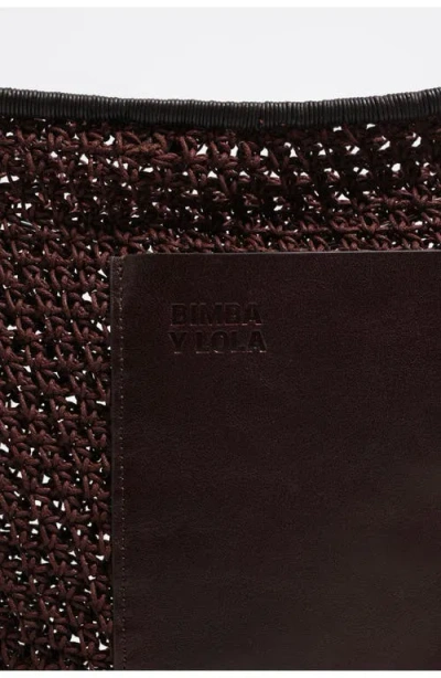 Bimba Y Lola Open-work Crochet Shoulder Bag In Brown