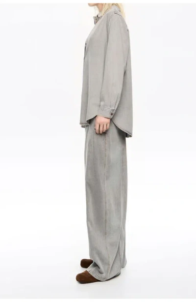 Bimba Y Lola Denim Wide Leg Trousers In Gray