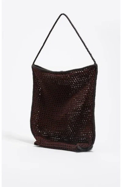 Bimba Y Lola Open-work Crochet Shoulder Bag In Brown