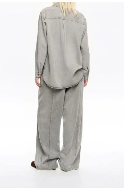 Bimba Y Lola Denim Wide Leg Trousers In Gray