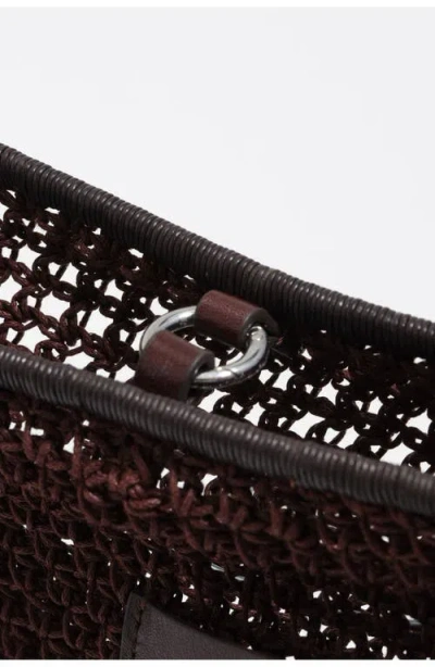 Bimba Y Lola Open-work Crochet Shoulder Bag In Brown