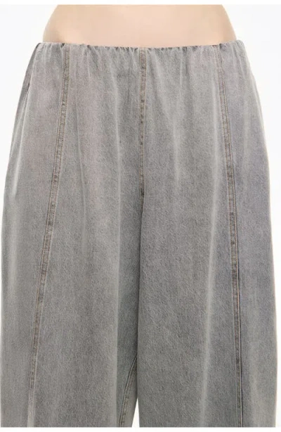 Bimba Y Lola Denim Wide Leg Trousers In Gray