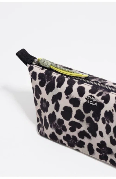Bimba Y Lola Gray Leopard Print Nylon Make-up Case In Animal Print
