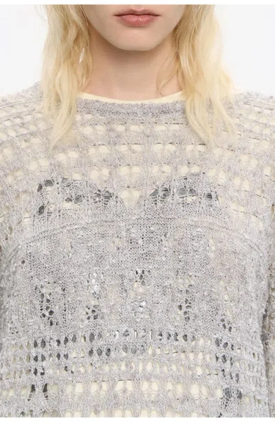 Bimba Y Lola Lurex Openwork Sweater In Silver