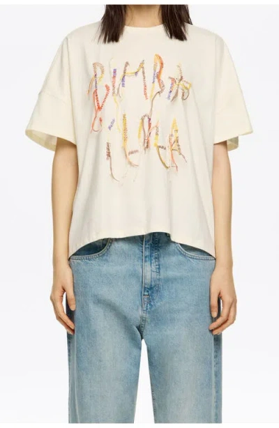 Bimba Y Lola Logo-embroidered Fringed T-shirt In White