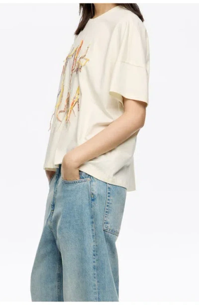 Bimba Y Lola Logo-embroidered Fringed T-shirt In White