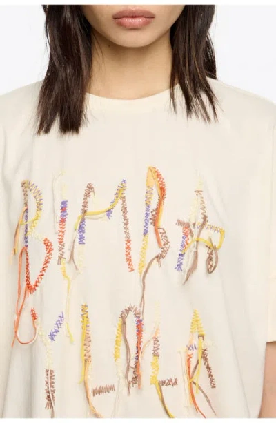Bimba Y Lola Logo-embroidered Fringed T-shirt In White