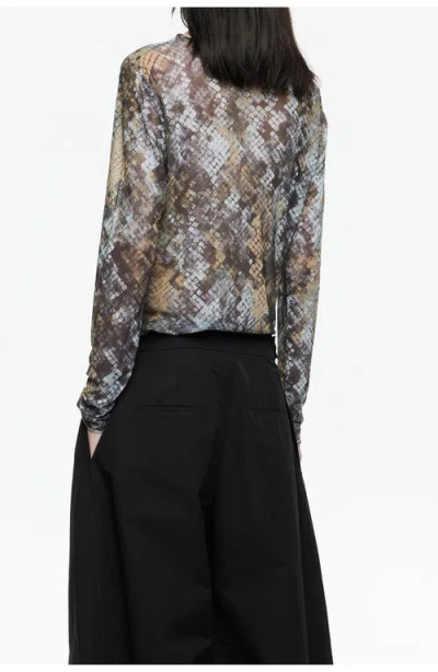 Bimba Y Lola Snake-print Asymmetric Top In Blue