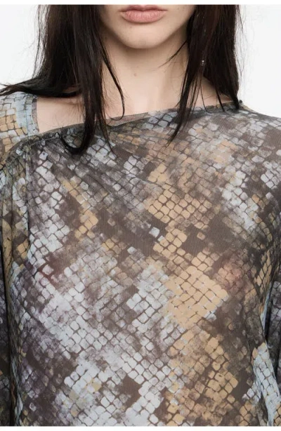 Bimba Y Lola Snake-print Asymmetric Top In Blue